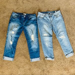 Bundle of 2 distressed cropped jeans size 12